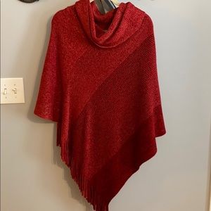 CHICO’s Shimmery red poncho